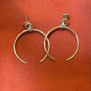 Elegant Gold Hoop pave detail Earrings
